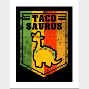 Tacosaurus Dinosaur Funny Cinco de Mayo Posters and Art